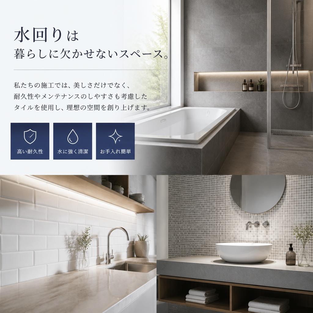 美しさと機能性を両立した水回りタイル