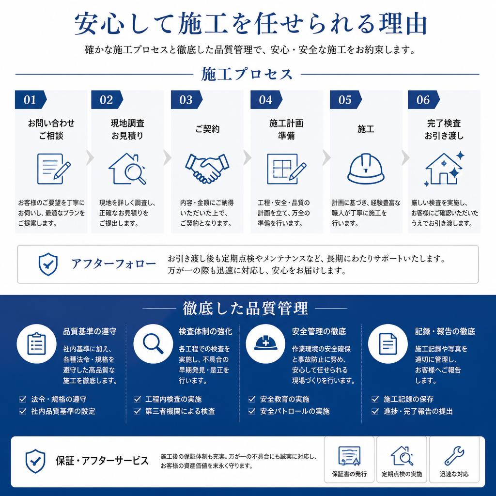 施工の流れと安心の品質
