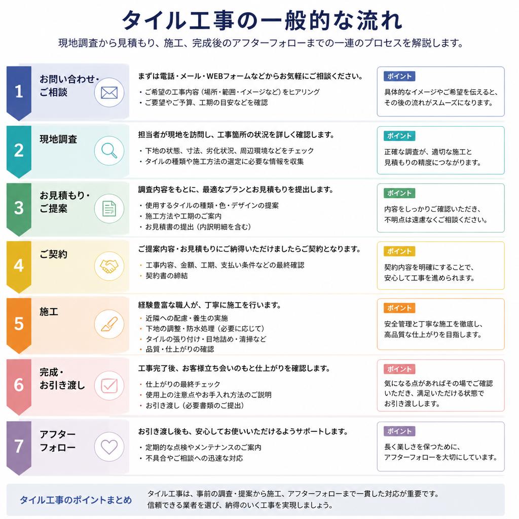タイル施工の流れ