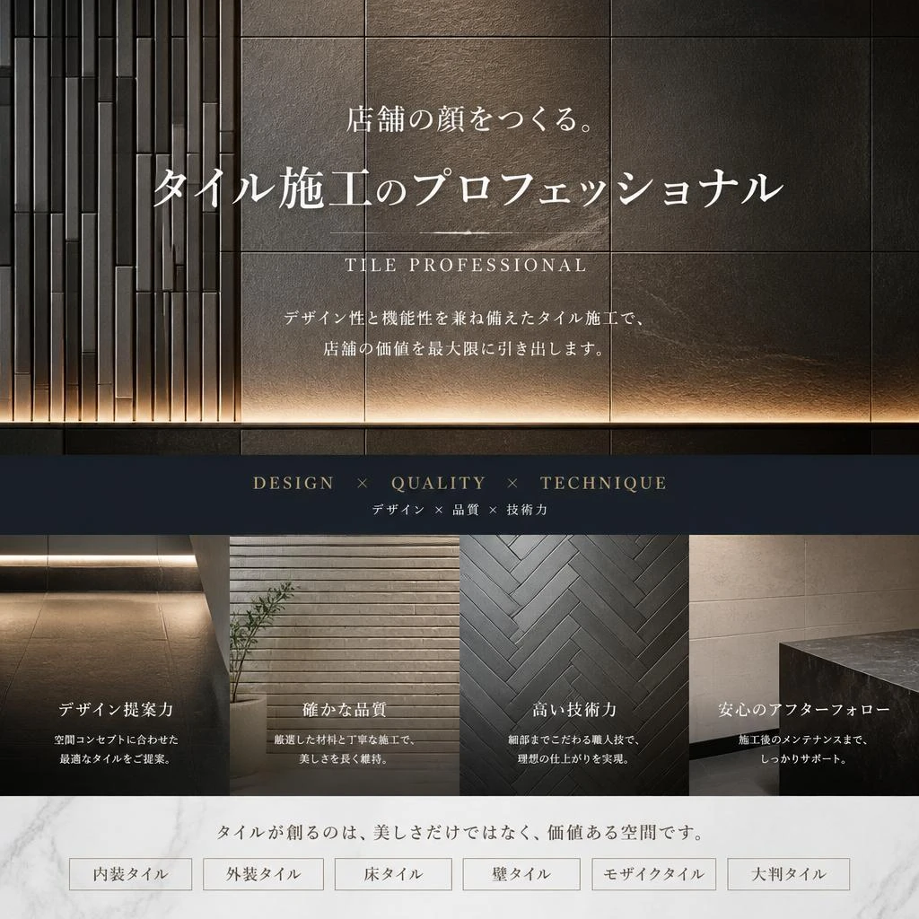 店舗の顔を作る、タイル施工のプロフェッショナル